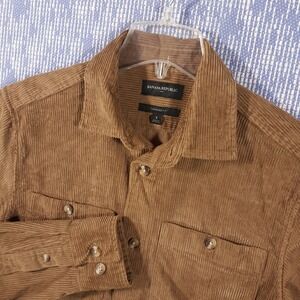 Banana Republic Corduroy Shirt Mens Small Brown Button Up Long Sleeve Pockets
